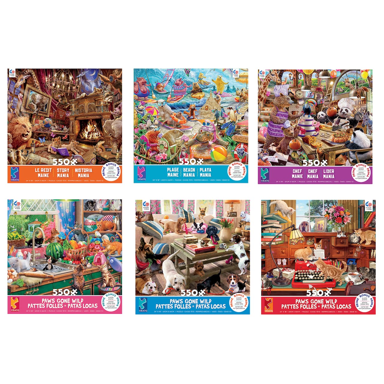 Assorted Ceaco® Paws Gone Wild 550 Piece Jigsaw Puzzle